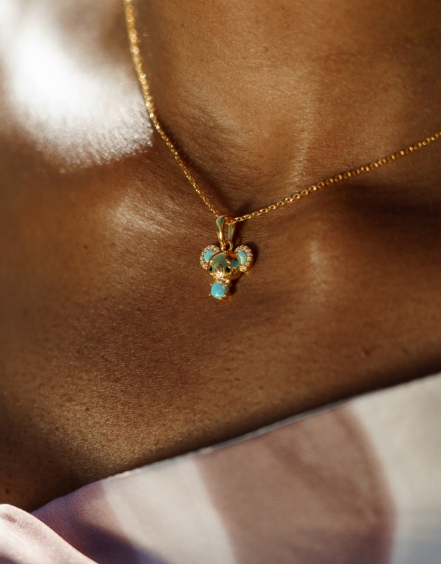 Georgini - Georgini Opal Glow Blue Created Opal Koala Gold Pendant