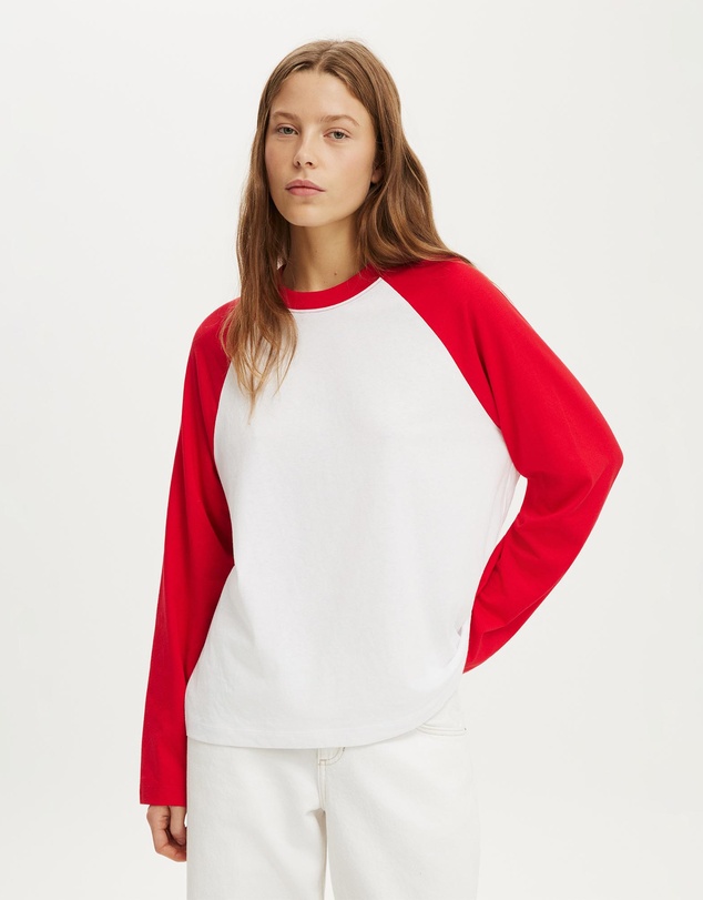 Cotton On - Boxy Raglan Long Sleeve Tee