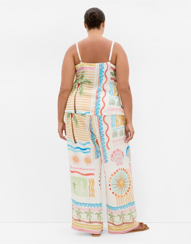 City Chic - Plus size Aliya Sea Dream Placement Print Cami - ivory