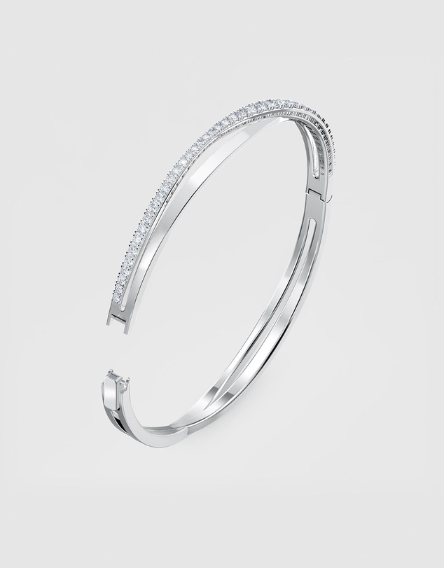 Swarovski - Hyperbola bangle, White, Rhodium plated