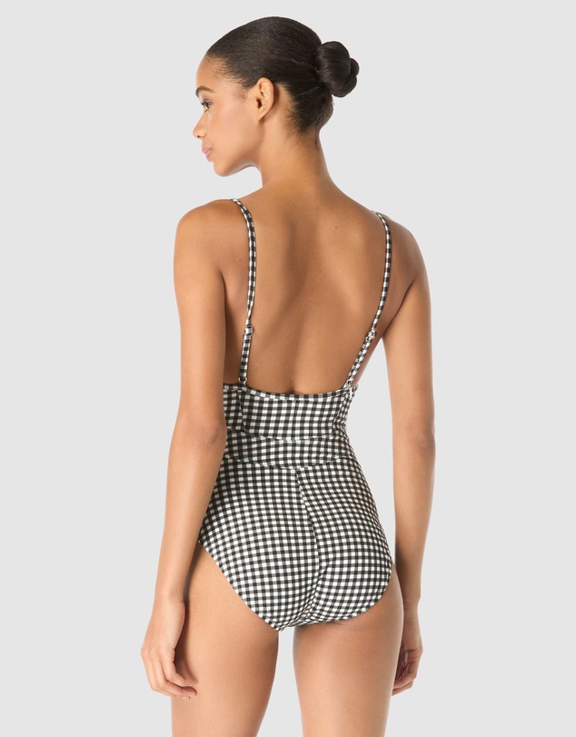 Michael Kors - Boho Gingham Underwired Low Back One-Piece Swimsuit