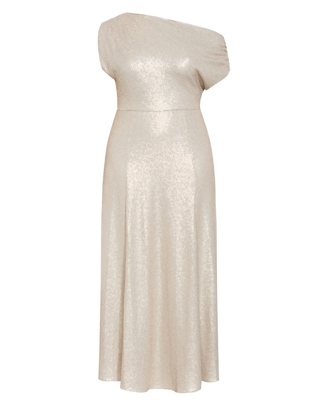 City Chic - Plus size Sequin Off Shoulder Maxi Dress - gold