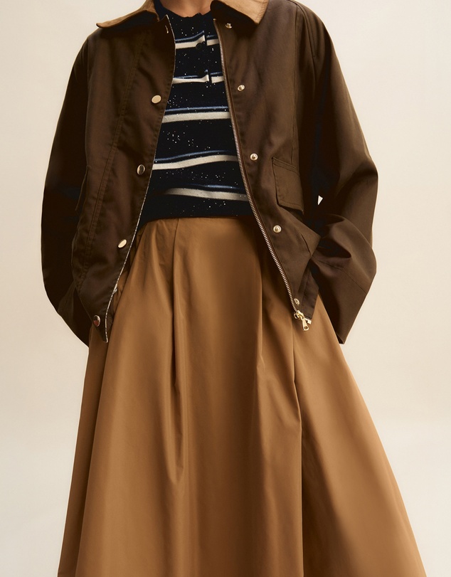 Emme - Camel Taffeta Midi Skirt