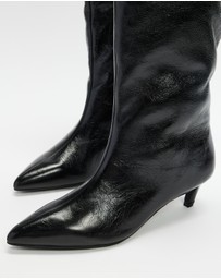 AERE - Nara Knee High Heeled Leather Boots