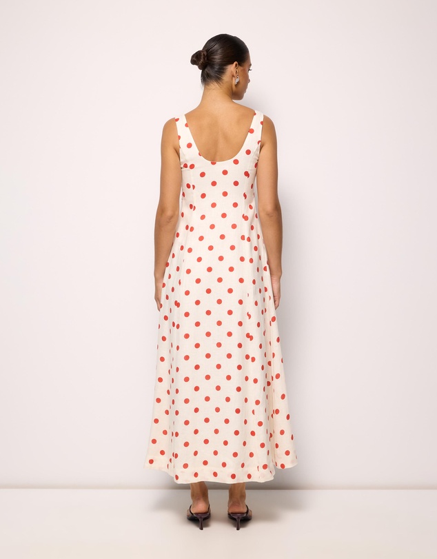 AERE - Ava Polka Dot Linen Maxi Dress