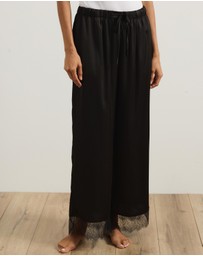 Atmos&Here - Pearl Lace Trim Long Sleeve Satin Pyjama Set