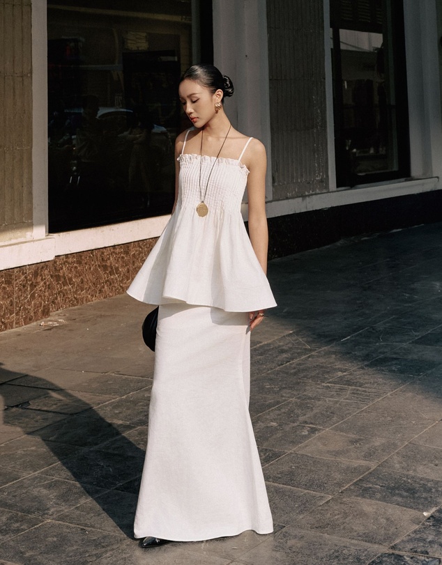 JUSTIN TONG - Ivory Linen Skirt