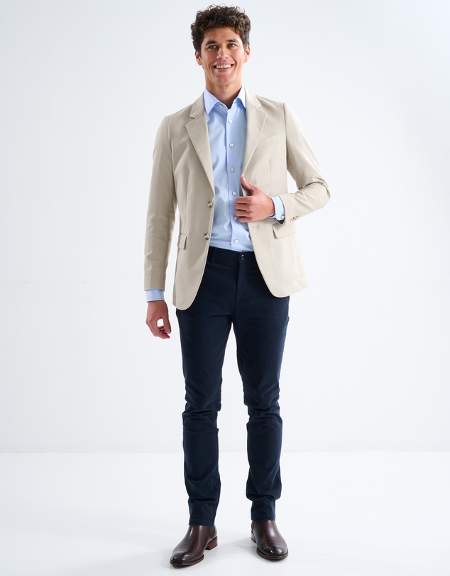 3 Wise Men - 3 Wise Men Huxton Cotton Blazer - Stone