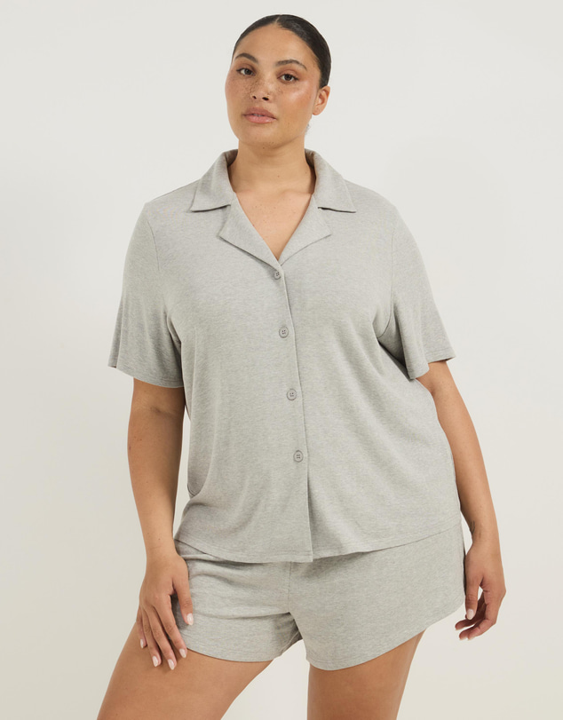 Atmos&Here Curvy - Darcey Soft Ribbed Short Sleeve Pyjama Set