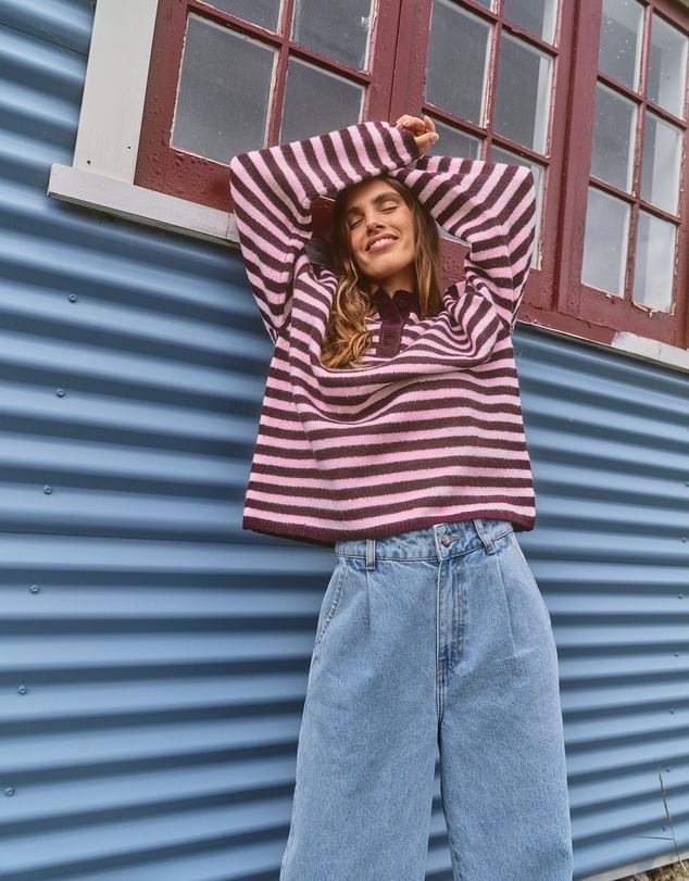 All About Eve - Flossie Stripe Knit Wine