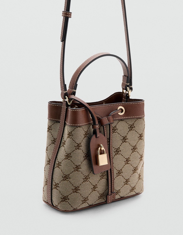 M.N.G - Jacquard Bucket Bag with Logo
