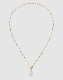 Elli Jewelry - Necklace Women Y-chain White Pearl 925 Sterling Silver Gold Plated
