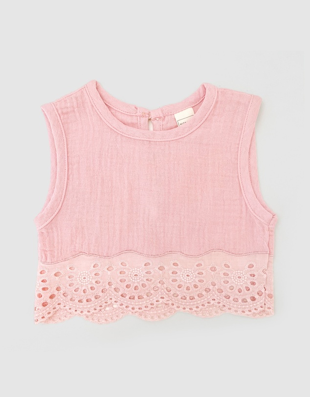 WITH LOVE FOR KIDS - Cotton Muslin Lace Top - Babies - Kids