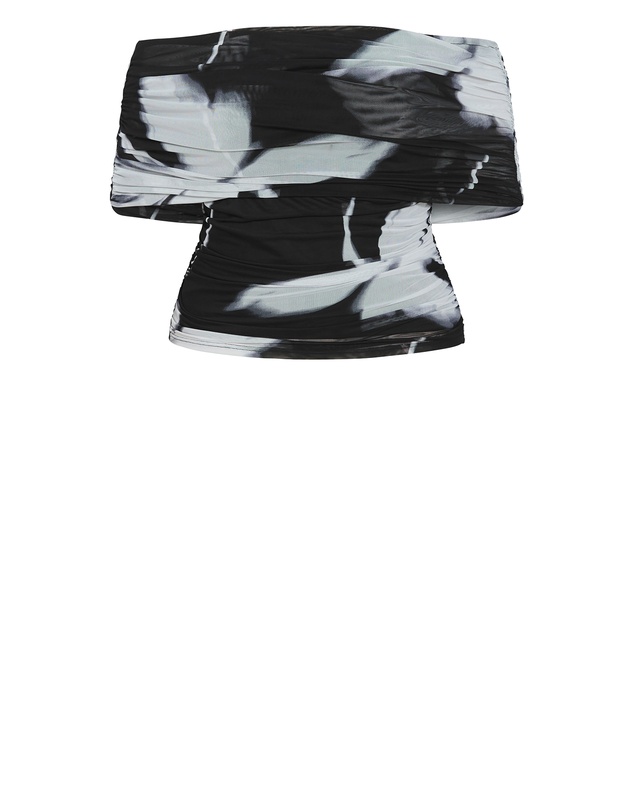 City Chic - Plus Size Dana Blur Print Mesh Top - black