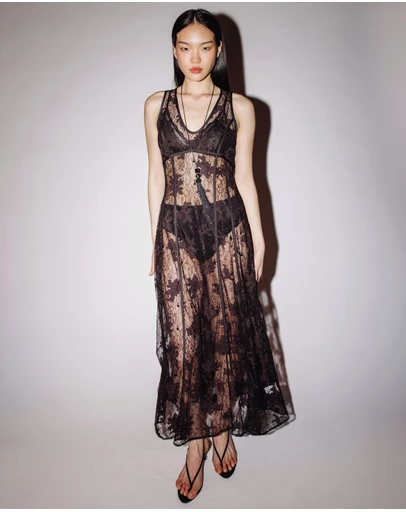 Minima Esenciales - Ninon Beaded Lace Midi Dress