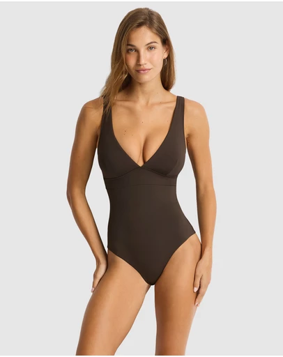 Sea Level Australia - Essentials Edit Longline Tie Back One Piece Espresso INDENT