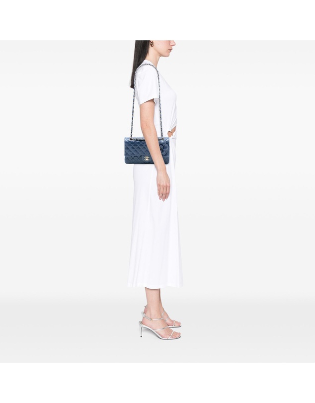 Pre-Loved by Azura Reborn - Pre-Loved Medium Classic Glazed Calfskin Camellia Double Flap