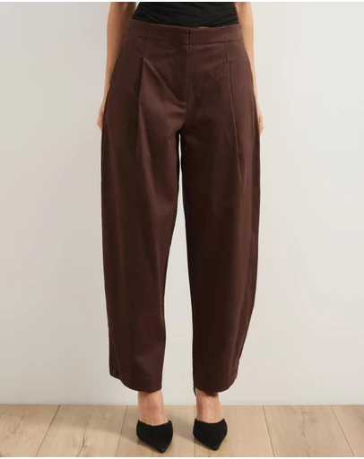 Atmos&Here - Barrel Leg Cotton Twill Pants