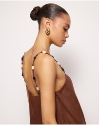 AERE - Nora Beaded Linen Maxi Dress