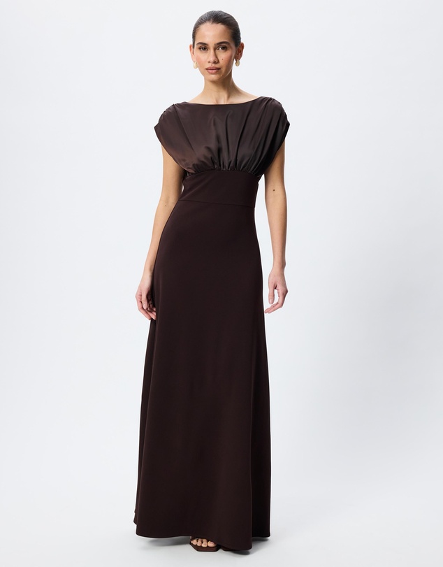 Tussah - Imogen Boat Neck Satin Maxi Dress