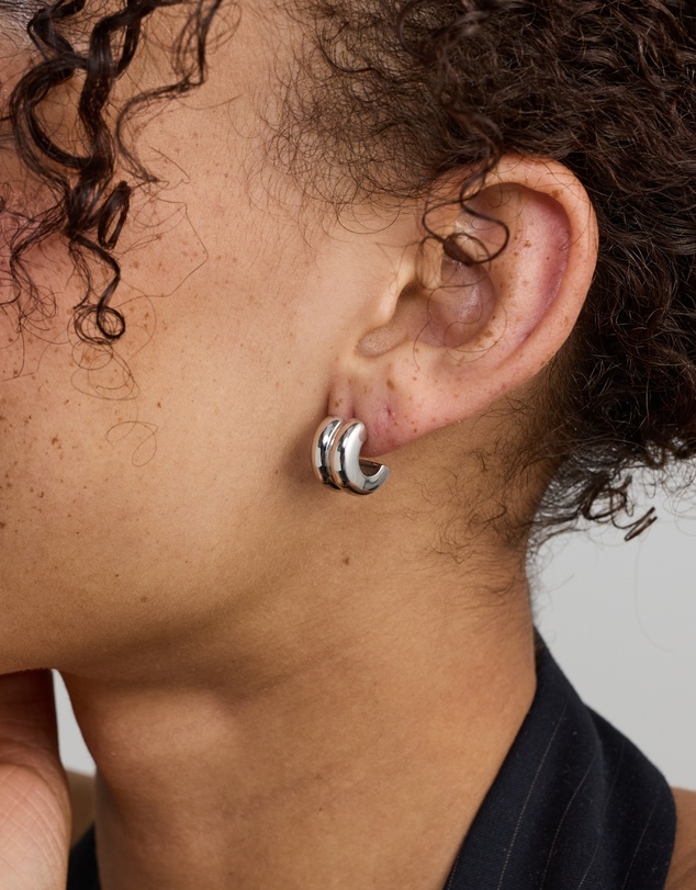 Michael Hill - Double Half Hoop Stud Earrings in Sterling Silver