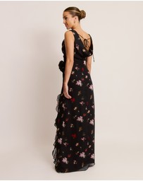 Six Stories - Floral Cowl Front Coursage Dress