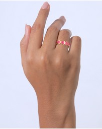 Elli Jewelry - Ring Heart Love Design Open with Enamel in 925 Sterling Silver Gold Plated