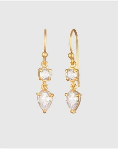Elli Jewelry - Zirconia Teardrop Earrings in Gold-Plated 925 Silver