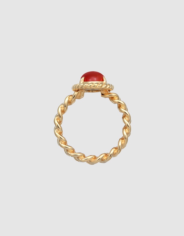 Elli Jewelry - Vintage Cornelian Ring in Gold-Plated 925 Silver