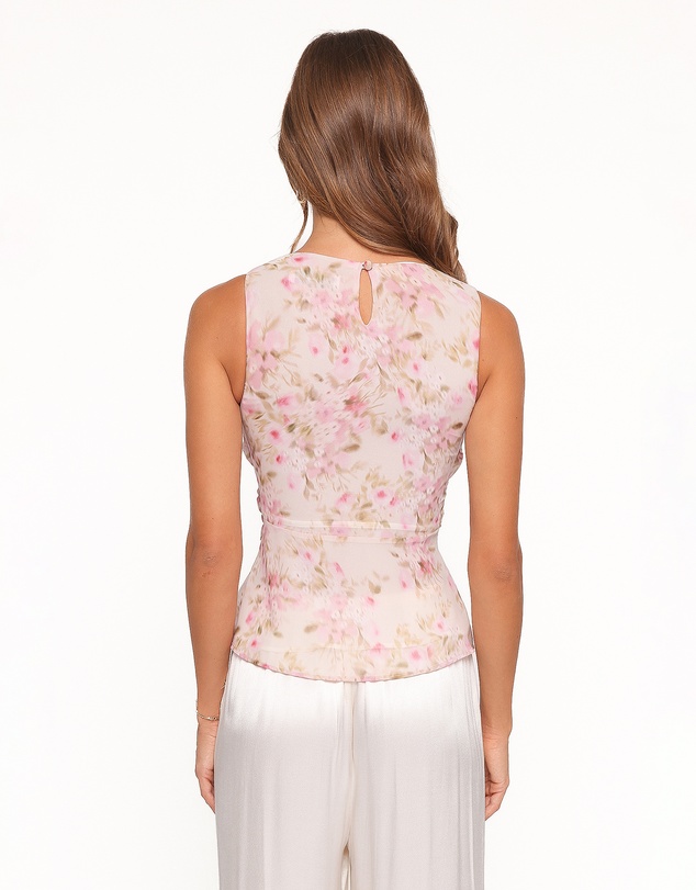 Petal & Pup - Limona Peplum Top - Blurred Pink Floral