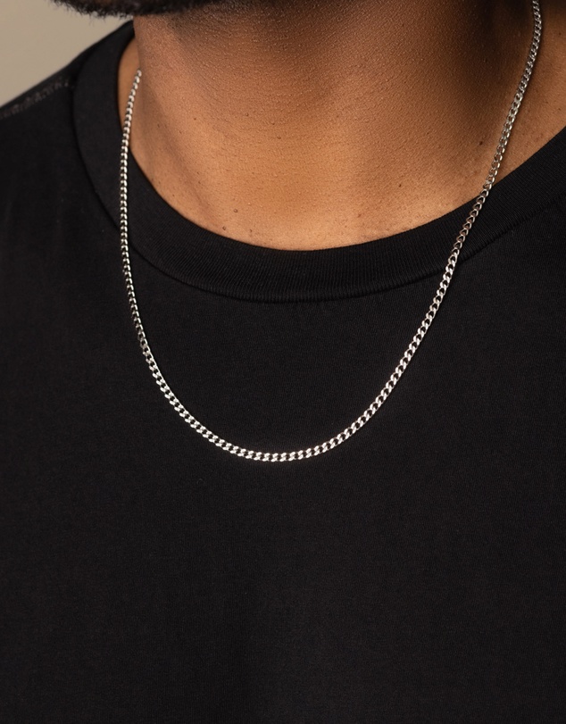 Nialaya Jewellery - Men's Silver Cuban Link Chain in 3mm