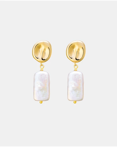 Zoe Olivia - 14K Gold Vermeil Pearl Dangle Stud Earrings
