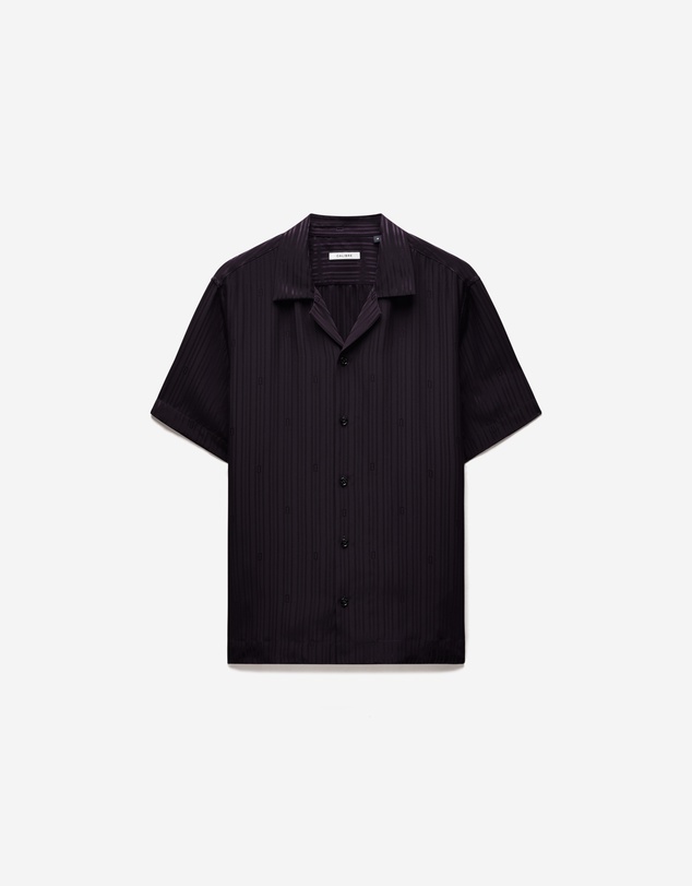 Calibre - Camp Collar Jacquard Monogram Shirt Plum
