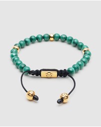Nialaya Jewellery - Men's Beaded Bracelet with Malachite and Gold