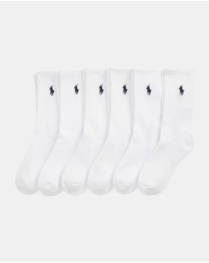 Polo Ralph Lauren - Athletic Crew Socks 6-Pack - Kids-Teens