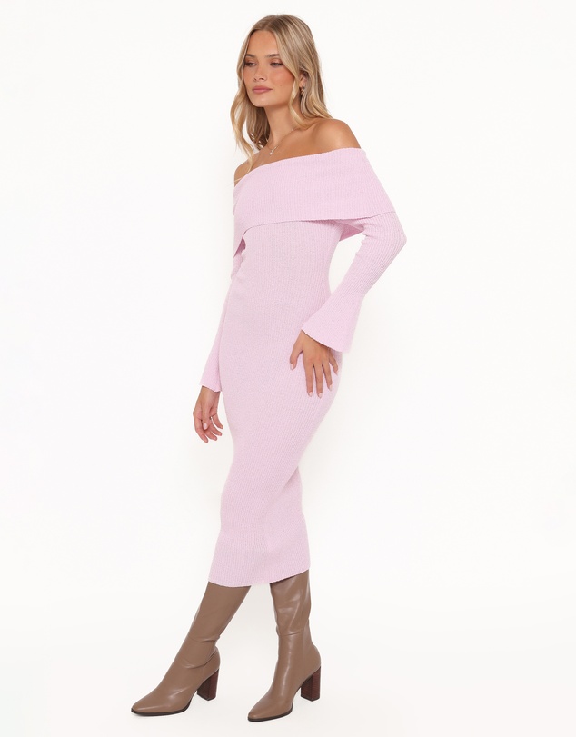 Petal & Pup - Domitia Off Shoulder Knit Dress - Purple