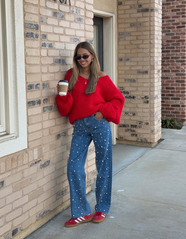 Beginning Boutique - Delvey Red Chunky Knit Sweater