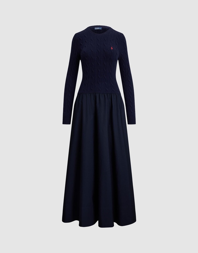Polo Ralph Lauren - Cable-Knit Poplin Dress