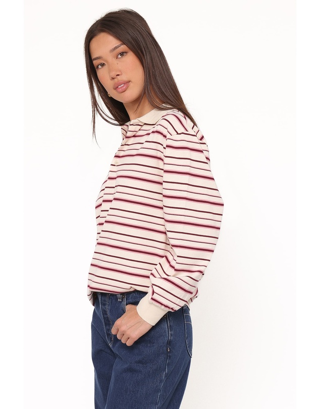 Petal & Pup - Emily Long Sleeve Rugby Top - Pink Stripe