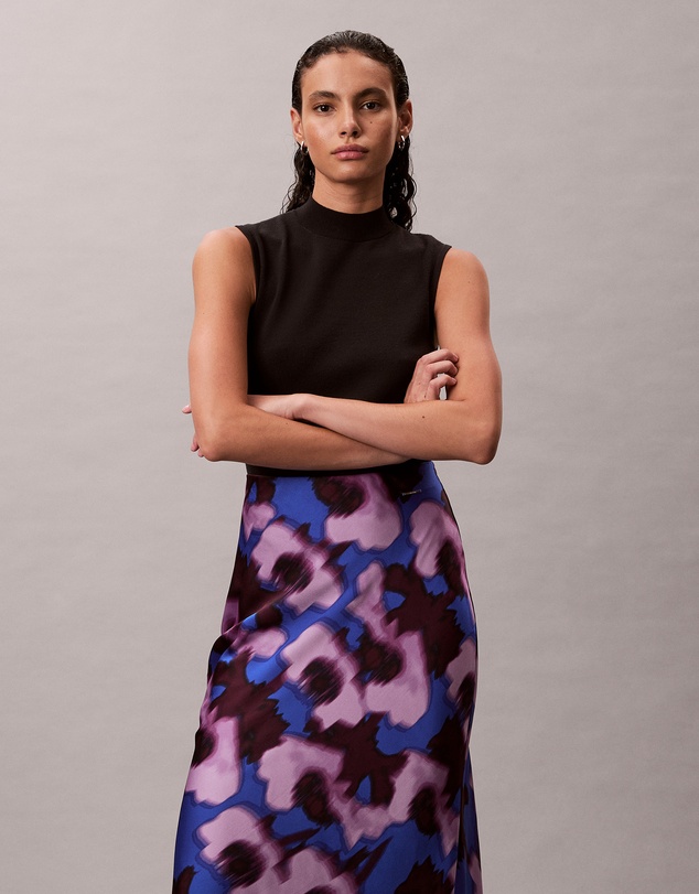 Calvin Klein - Printed Midi Slip Skirt