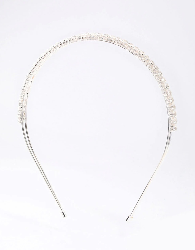 Lovisa - Silver Cubic Zirconia Round Stone Encased Headband