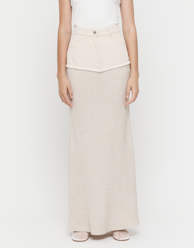 FRIEND of AUDREY - Cotton Linen Contrast Long Skirt