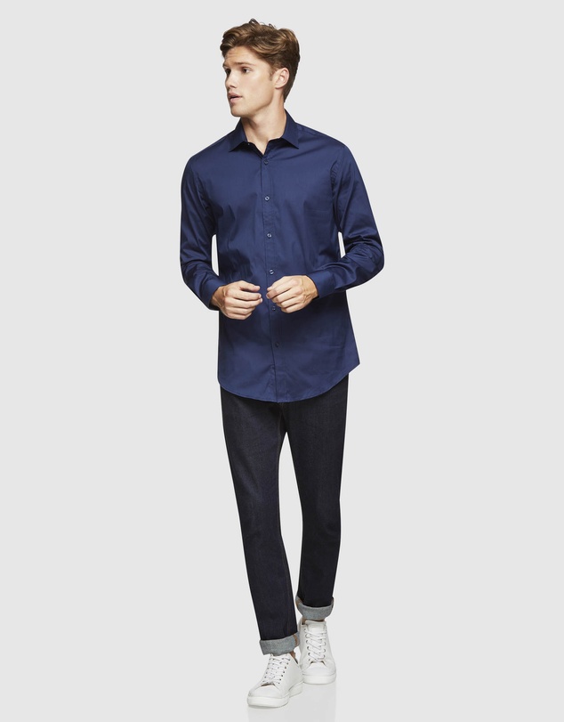 Oxford - Navy Stretch Travel Shirt