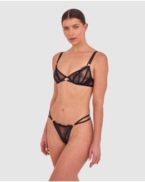 Bras N Things - Night Games Eyes On Me Unlined Bra & String Set - Black