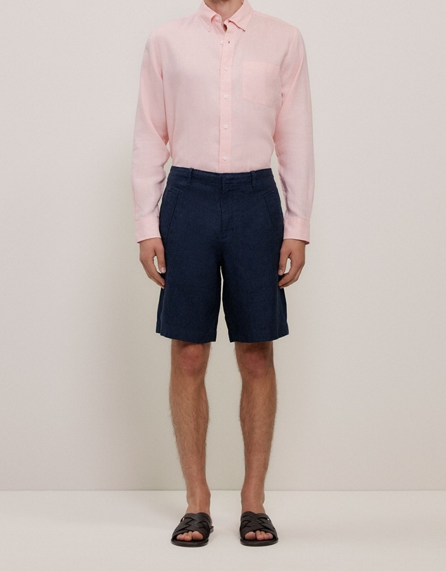 Trenery - Yarn Dyed Linen Relaxed Short in Navy