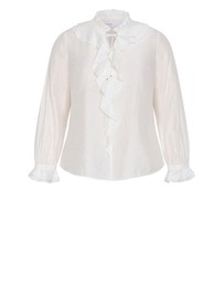 City Chic - Plus size Dakota Frill Top - ivory