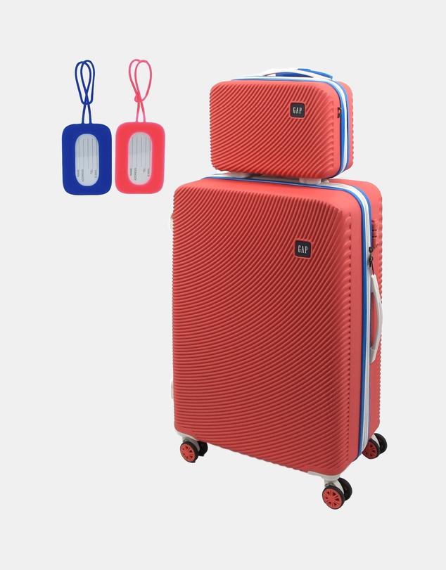 GAP - GAP Stripe Large Hard Shell with Mini Beauty Case Set + Leather Tag