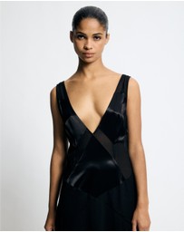 Lover - Priya Deep V Contrast Maxi Dress