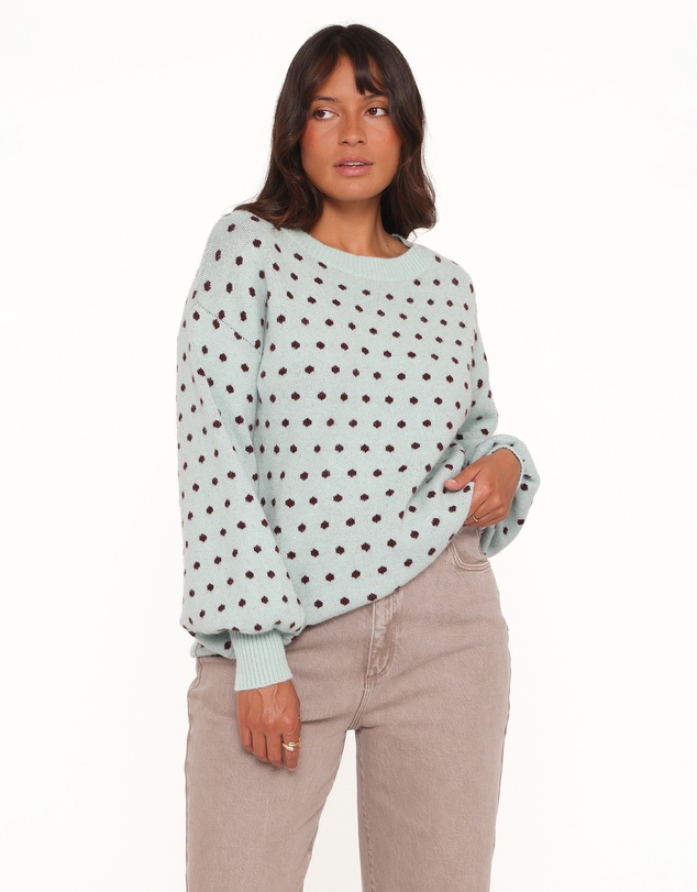 Petal & Pup - Jax Knit Sweater - Blue Polka Dot