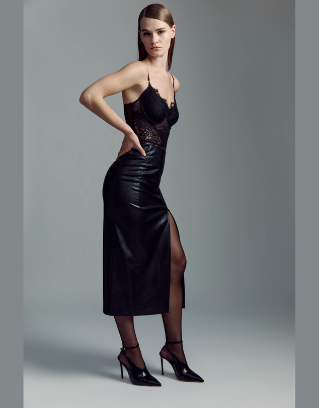 Bardot - Dante Vegan Leather Midi Skirt
